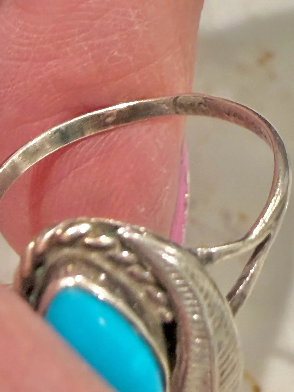 Vintage Running Bear Sterling Silver Sleeping Beauty Turquoise Ring 1.9g Sz 5.5